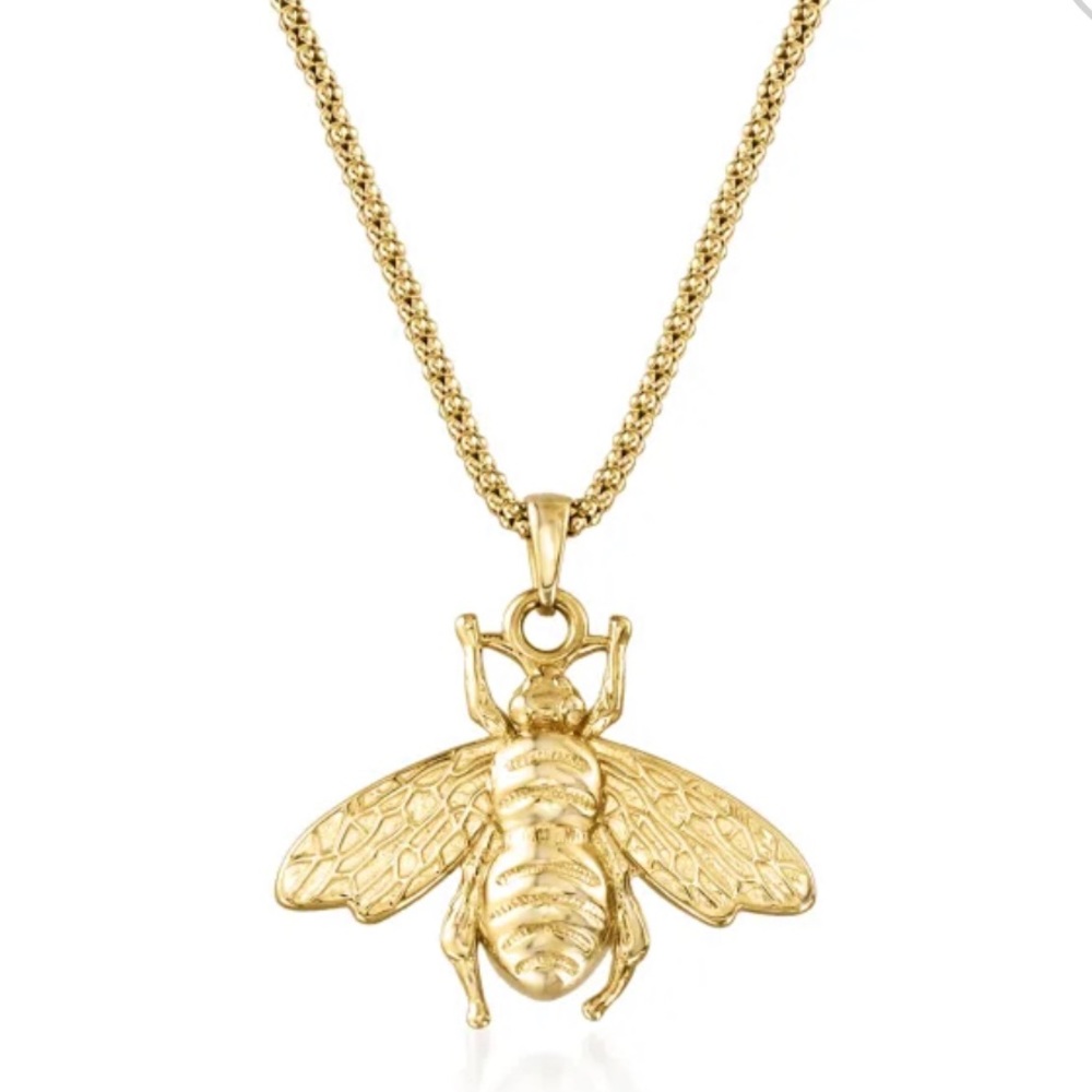 Italian 18kt Gold Over Sterling Bumblebee Pendant Necklace. 18"